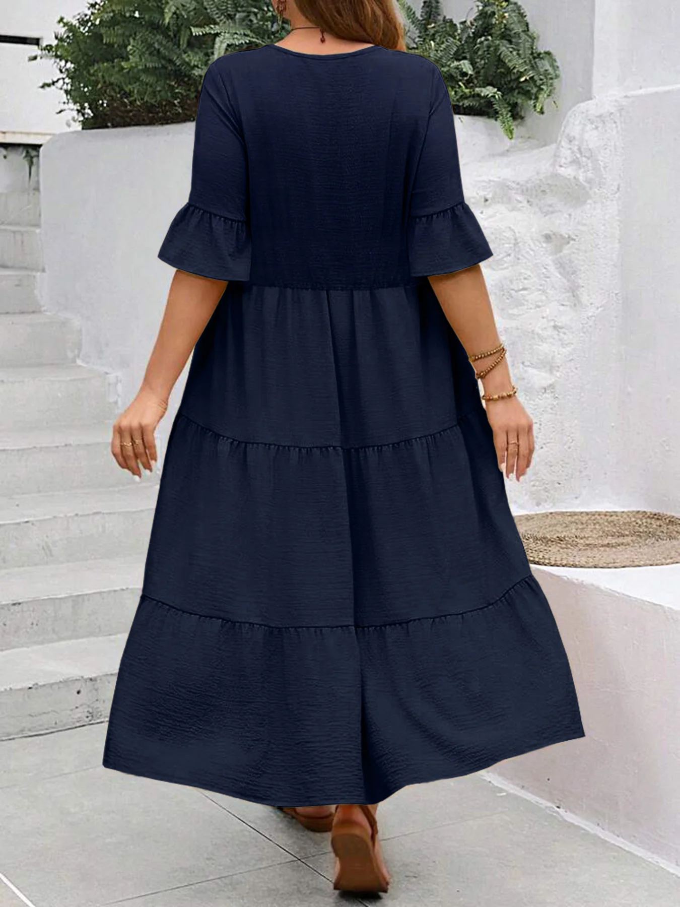 New Model V-Neck Splicing Multi-Color Multi-Code Long Large-Size Dress