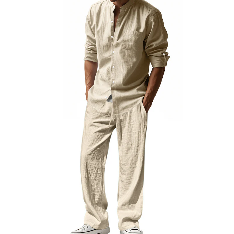 Linen casual men's beach suit