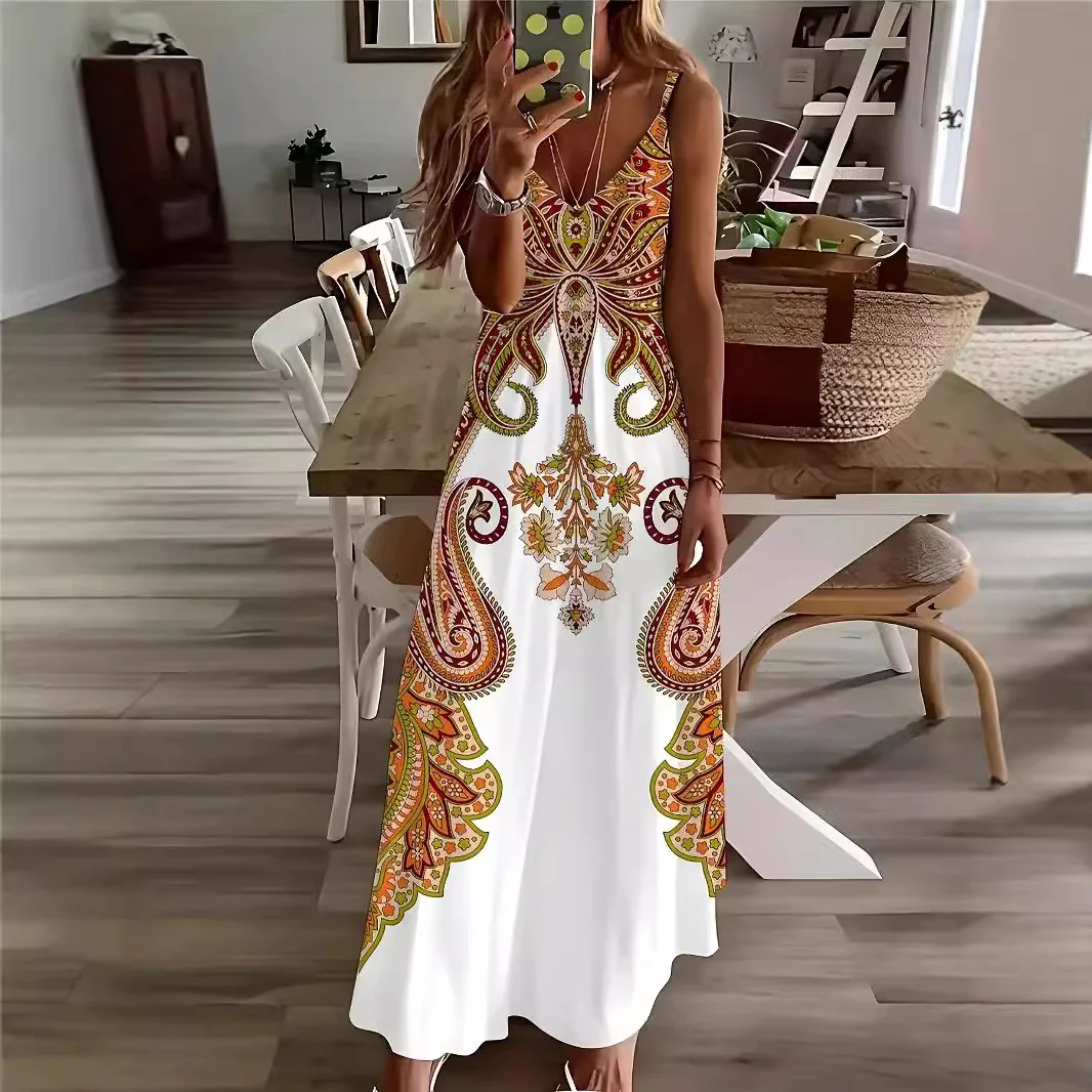 3D Printed Boho Style Long Skirt Casual Dress Women