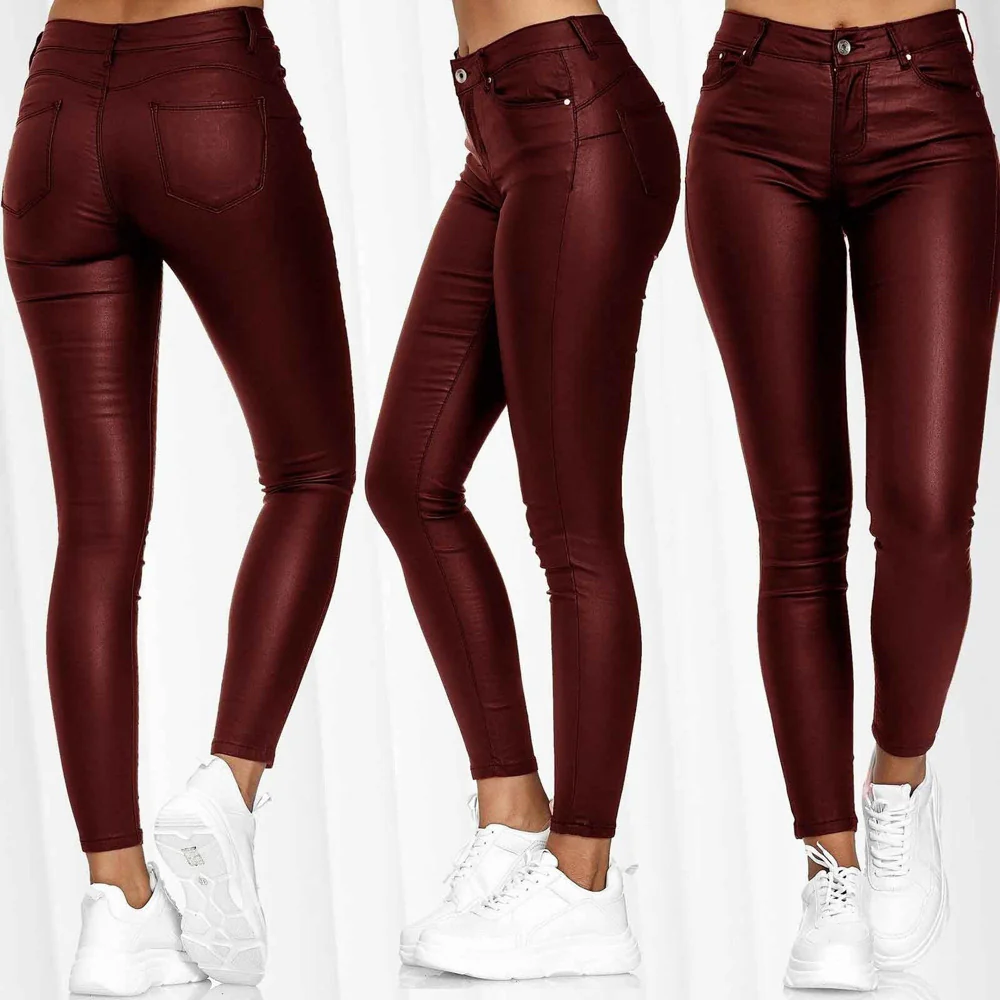 New Pu Slim And Fashionable Casual Trousers Pu Leather Pants