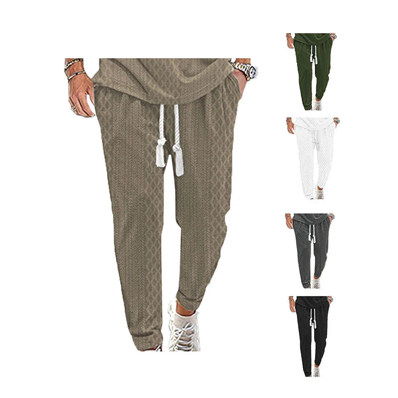 Men's jacquard plus-size drawstring pants